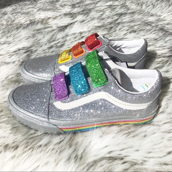 VANS OLD SKOOL V FLOUR SHOP SILVER RAINBOW Glitter - Picture 2 of 7